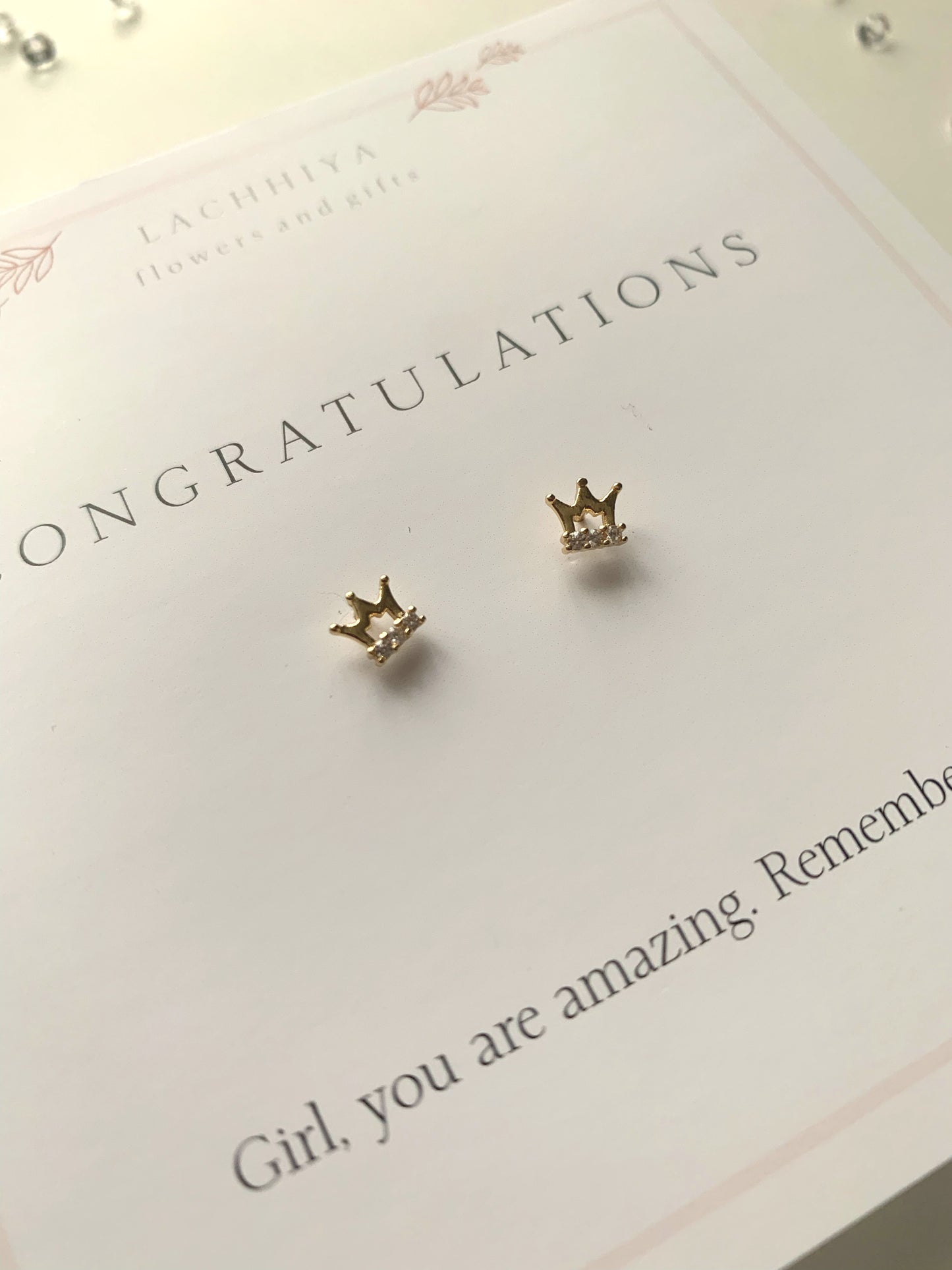 Congratulations with crown studs