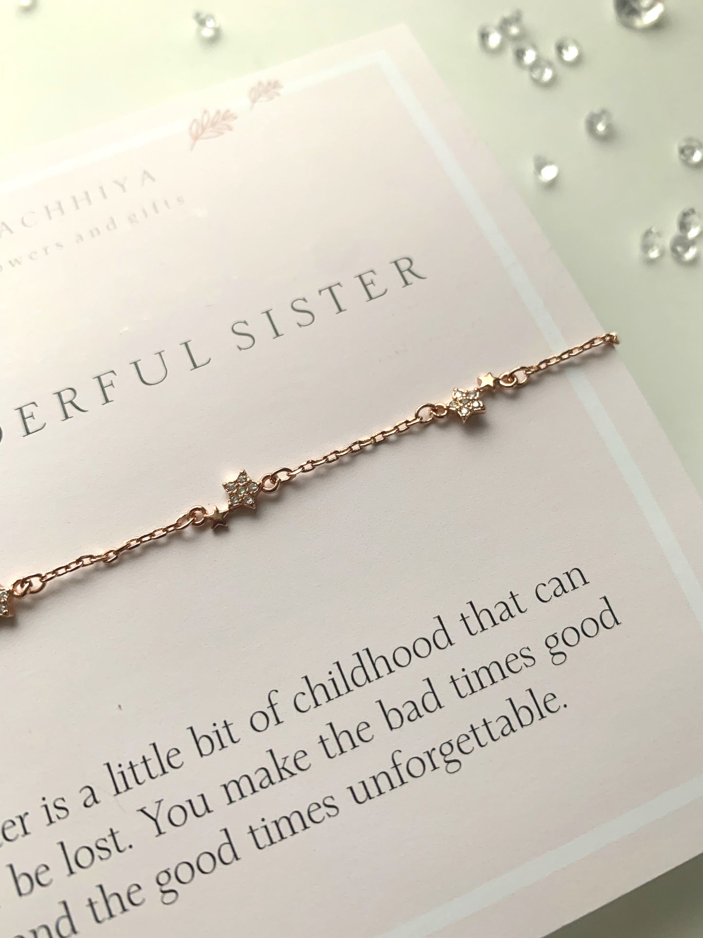Sister with rose gold stars