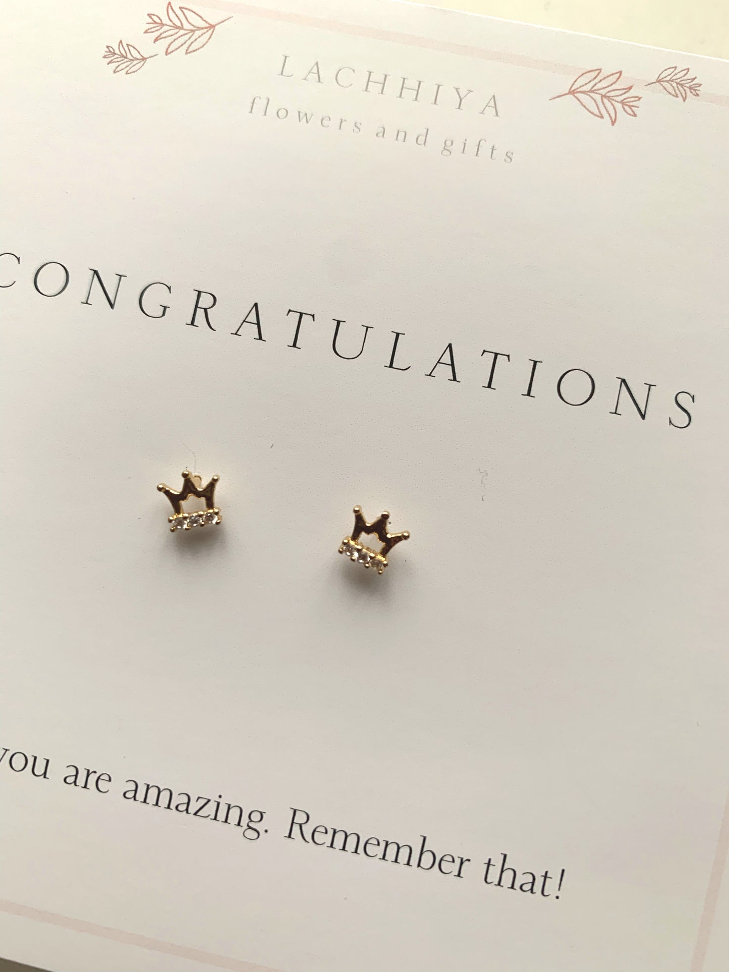 Congratulations with crown studs