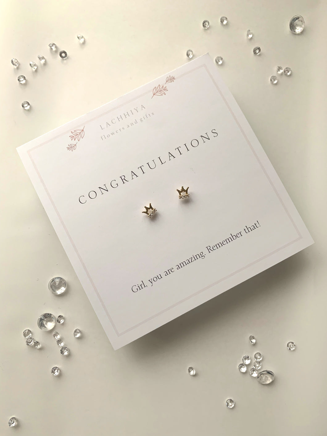 Congratulations with crown studs
