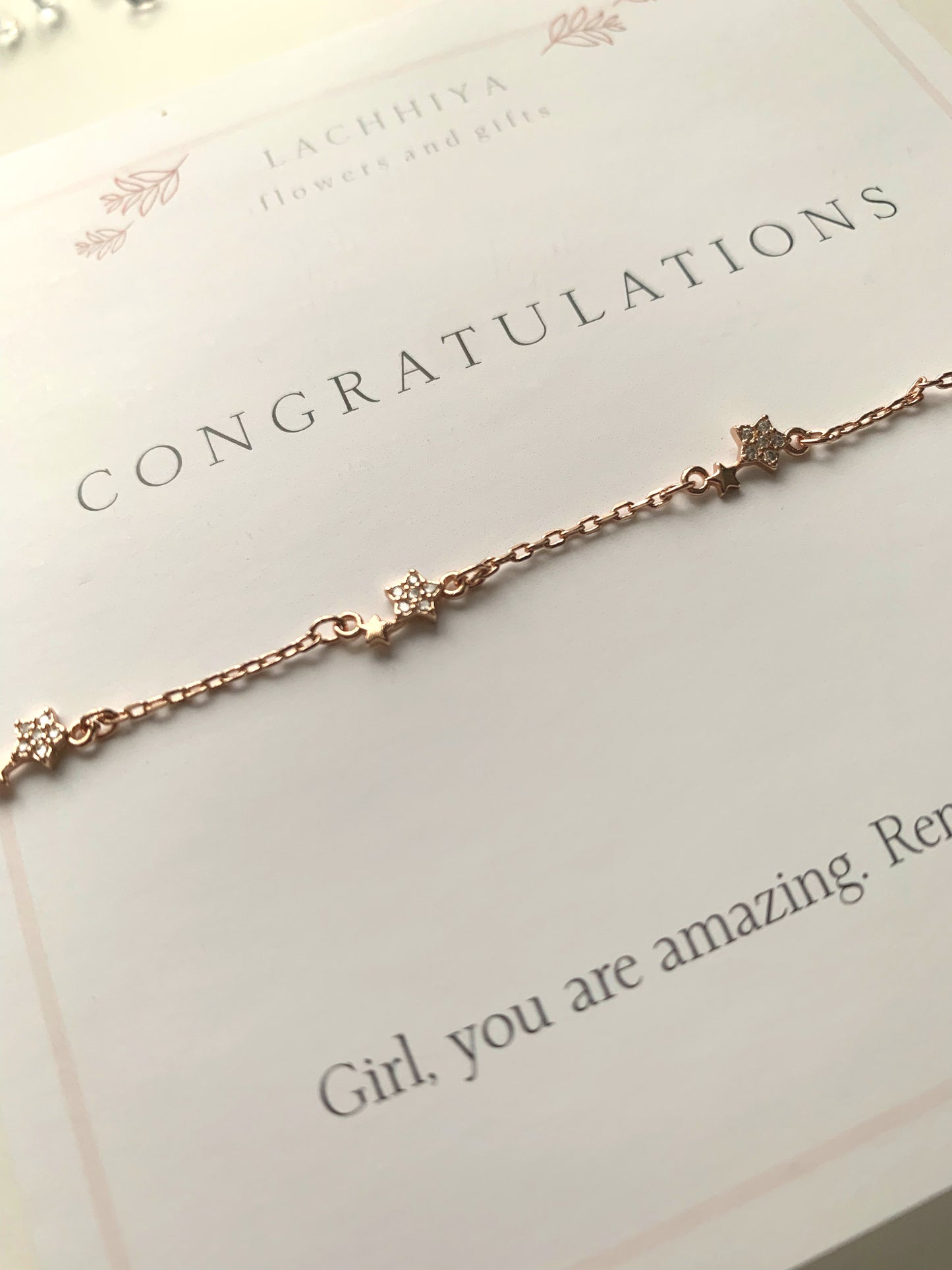 Congratulations with rose gold stars