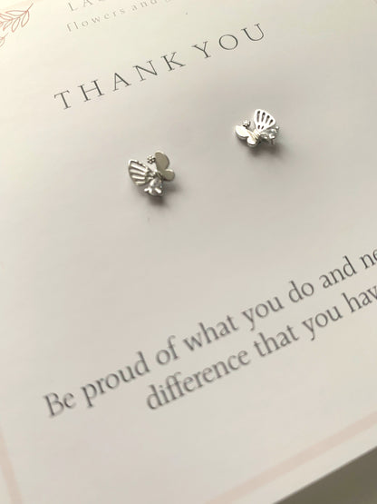 Thank you with butterfly studs